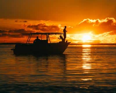 Sunset Dans Le Lagon